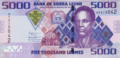 Bancnota Sierra Leone 5.000 Leones 2021 - P32f UNC foto