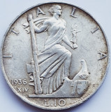 719 Italia 10 Lire 1936 Vittorio Emanuele III km 80 argint, Europa