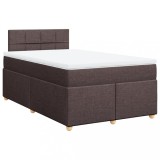 Cumpara ieftin Pat box spring cu saltea, maro inchis, 120x190 cm, textil
