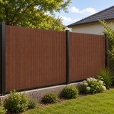 Panou de gard pentru intimitate din PVC maro, efect bambus, 500x100 cm