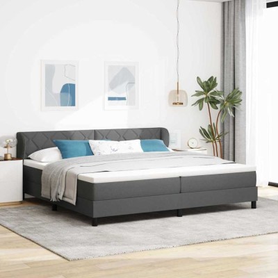 vidaXL Pat boxspring cu saltea Gri &amp;icirc;nchis 200 x 200 cm țesătură 3340109 foto
