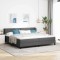 vidaXL Pat boxspring cu saltea Gri &icirc;nchis 200 x 200 cm țesătură 3340109