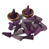 Set Conuri Parfumate Aromatherapy, Lavandă, Mov, 100 Bucăți, Suporturi Ceramice Incluse, Oem