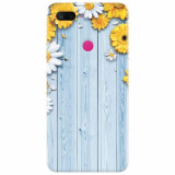 Husa silicon pentru Xiaomi Mi 8 Lite, Sunflower On Blue Wood