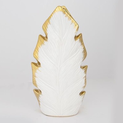 Vaza din ceramica White Golden Leaf foto