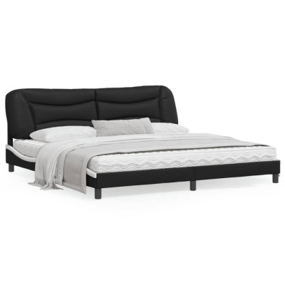 vidaXL Cadru de pat cu lumini LED negru/alb 200x200 cm piele ecologică foto