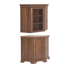 Set mobila living pentru colt comoda VMN1 si vitrina VMNN1, 75 x 75 x 97 cm, Nuc