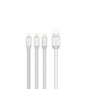 CABLU DE DATE, XO-NB18, 3IN1 (8-PIN/MICRO/TYPE-C) 2,4A, 1,2 M, SILVER, BLISTER
