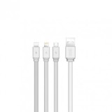 CABLU DE DATE, XO-NB18, 3IN1 (8-PIN/MICRO/TYPE-C) 2,4A, 1,2 M, SILVER, BLISTER