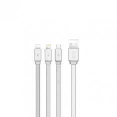 CABLU DE DATE, XO-NB18, 3IN1 (8-PIN/MICRO/TYPE-C) 2,4A, 1,2 M, SILVER, BLISTER