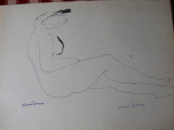Nuni Dona,cinci schite(3 nuduri,2 portrete), tus/hartie,24x18,5cm,semnate, Nud, Cerneala, Realism