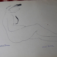 Nuni Dona,cinci schite(3 nuduri,2 portrete), tus/hartie,24x18,5cm,semnate