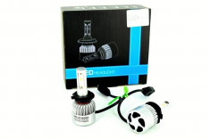 Set Bec H11 cu LED S2 chip led Korea 40W 4800 lumen 6000k 12-24V foto