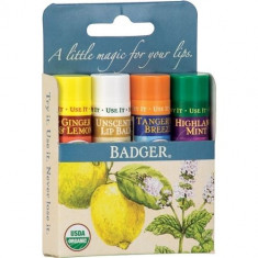 Set 4 balsamuri clasice de buze, Blue Kit, Badger foto