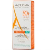Cremă de față cu protecție solară, A-Derma Fluid Matifiant Protect AC, SPF50 40 ml