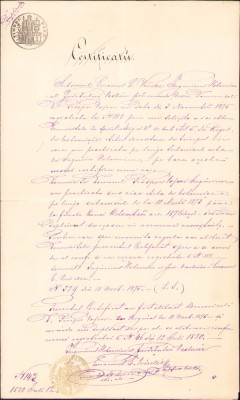 HST A235 Duplicat 1880 Certificat inginer hotarnic al județului Vaslui foto