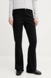 Sisley pantaloni femei, culoarea negru, drept, high waist, 49MALF05G