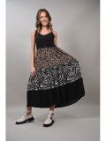ROCHIE LUNGA CU BRETELE SUBTIRI MULTICOLORA NILDE Negru M-L