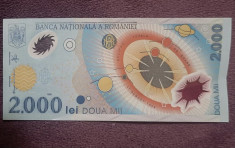 Bancnota 2000 lei cu Eclipsa Totala de soare din 1999 foto