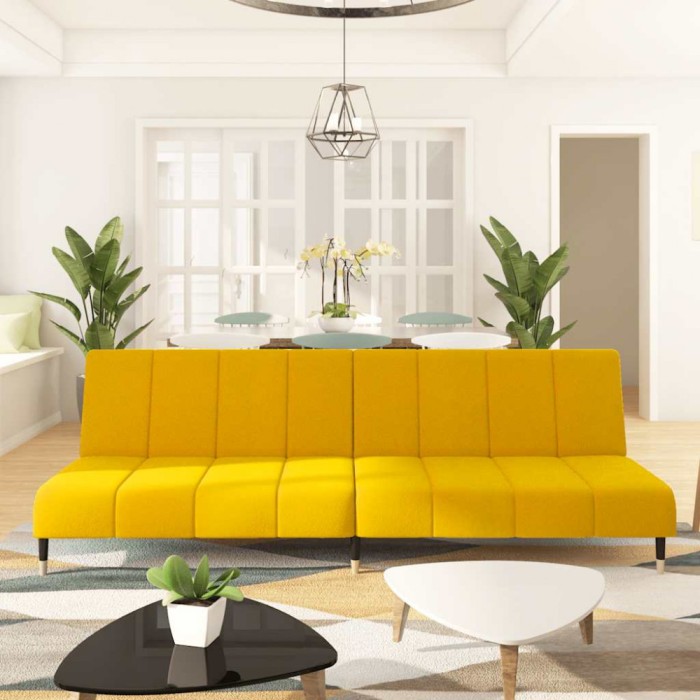 vidaXL Canapea extensibilă cu 2 locuri, galben, catifea 375881