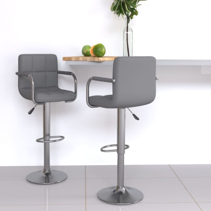 Gossi scaune de bar, 2 buc., gri, piele ecologica