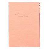 Carnet Notițe A5, Model &quot;Let Your Dreams Come True&quot;, Corai, Copertă Dura PU, 80 File, Fermoar, Oem