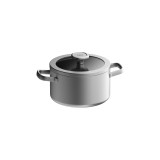 Cratita BergHOFF Graphite, 20 cm, 3.4L, capac, Otel inoxidabil reciclat, Sticla, Argintiu HighLine Cooking
