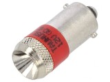 Lampă LED roșie 12V BA9S