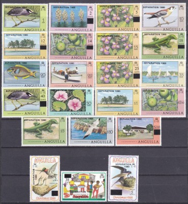 DB1 Anguilla 1980 Supratipare flora fauna ocupatii 22 v. MNH foto
