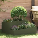 VidaXL Ghiveci Verde Măslin 80x80x50 cm Oțel Laminat la Rece