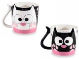 Cumpara ieftin Set 2 cani in cutie cadou portelan Pisicute 9x9 cm, 400 ml