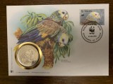 st. vincent - papagali - FDC cu medalie, fauna wwf