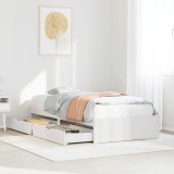 VidaXL Cadru pat fără saltea, alb, 90x190 cm, lemn masiv de pin