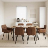 Cumpara ieftin Scaune de dining 6 buc. Piele Suedata Sintetica Maro