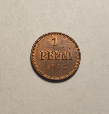 Finlanda 1 Penni 1915 Unc foto
