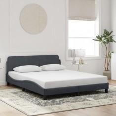 vidaXL Cadru de pat fără saltea, gri &icirc;nchis, 160x200 cm, catifea 373213