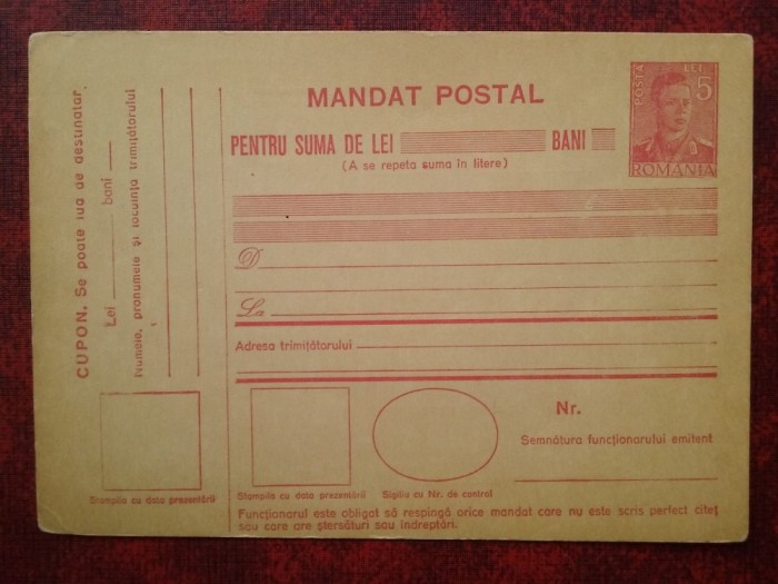 Mandat postal necirc.