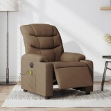 VidaXL Fotoliu electric de masaj rabatabil, maro, textil