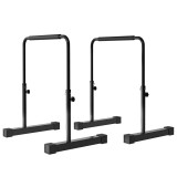 SPORTNOW Set 2 Bare pentru Dips Reglabile pe 4 &Icirc;nălțimi cu M&acirc;nere Antiderapante, 70x50x80-105 cm, Negru | Aosom Romania