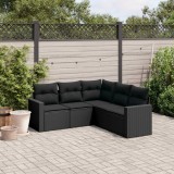 Cumpara ieftin Gossi set mobilier de gradina cu perne, 5 piese, negru, poliratan
