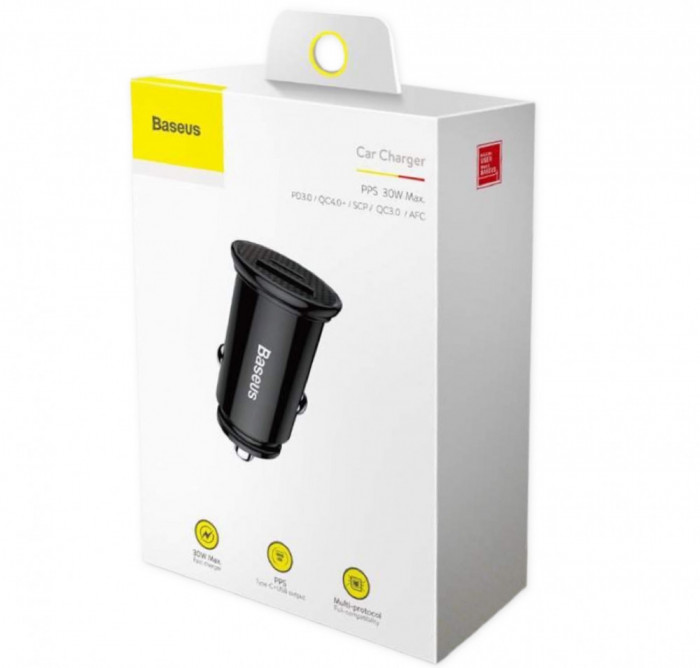 Incarcator Auto Baseus Circular PPS Universal Smart Car Charger USB Quick Charge 4.0 QC 4.0 And Type-C PD 3.0 SCP CCALL-YS01