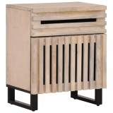 Cumpara ieftin Noptieră, alb, 50x34x60 cm, lemn masiv de mango