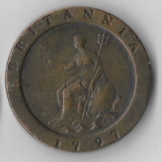 Moneda 2 pence 1797 - Marea Britanie, 56.7 g, 41 mm, cotatii ridicate!