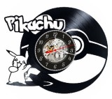 Ceas de perete Pokemon Pikachu Disc Vinil Negru 30cm Mecanism Silentios Decorativ Anime