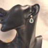 Cercei placati cu aur , model elegant cu cristal verde central, SaraTremo