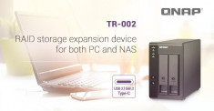 Raid usb qnap tr-002 2-bay 2.5/3.5 sata 6gbps hdd (neincluse) 1xusb3.11 (type-c) tower psu adaptor foto