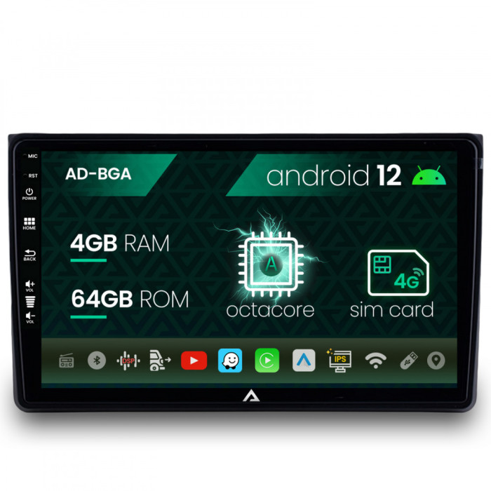 [RESIGILAT] Navigatie Audi A4(B6 B7) Seat Exeo, Android 12, A-Octacore 4GB RAM + 64GB ROM, 9 Inch - AD-BGA9004+AD-BGRKIT425RES