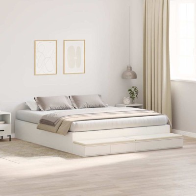 vidaXL Cadru de pat cu depozitare cu sertar Alb 236.5 x 200 x 31.5 cm 3335621 foto