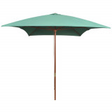 Umbrela de soare cu stalp de lemn 200x300 cm, verde GartenMobel Dekor, vidaXL