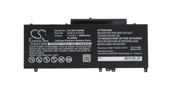 Cameron Sino Replacement Baterie DELL Latitude 3150, 3160, 5450, E3550, E5250, G5M10, 7V69Y, Li-Polymer 6850mAh Baterie